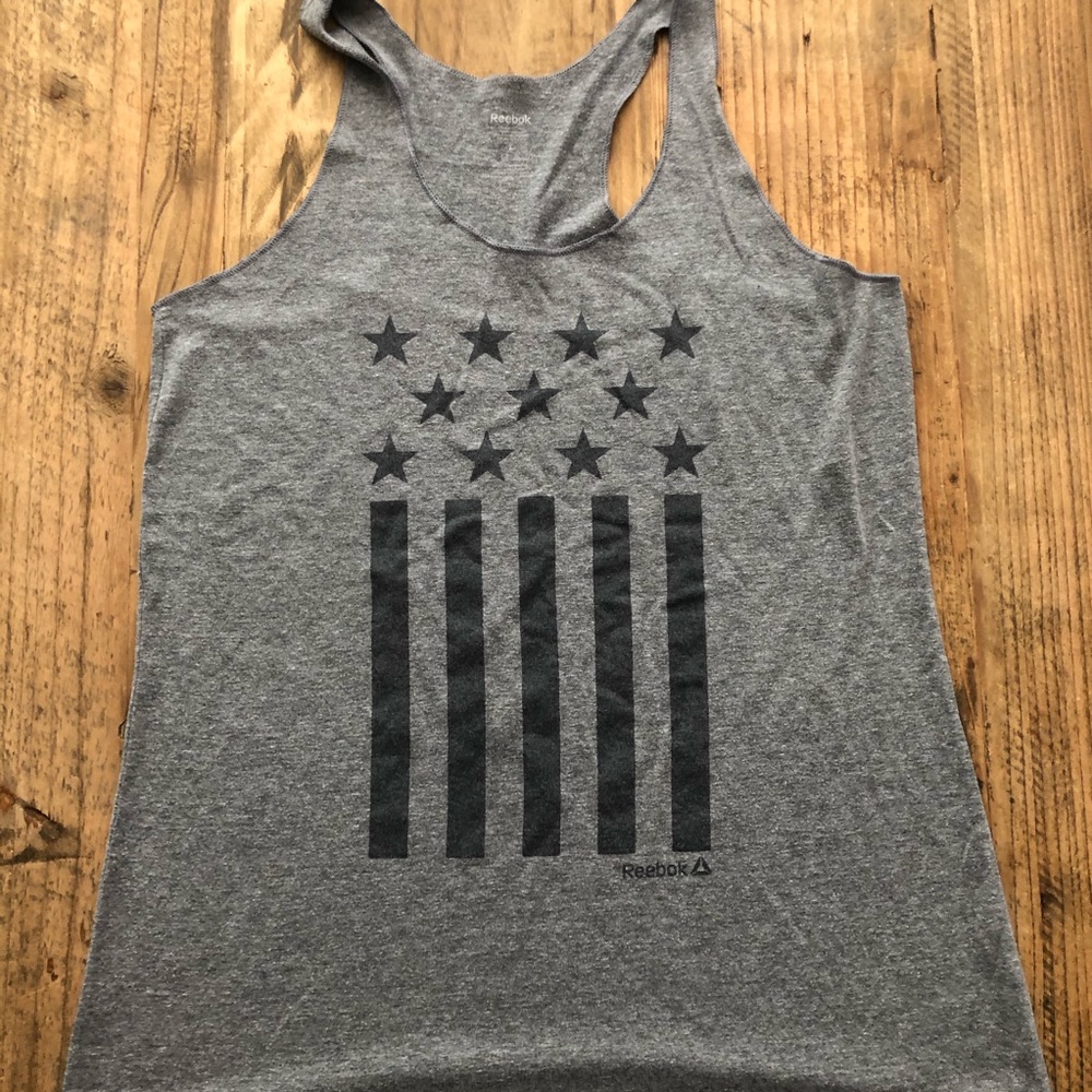 Reebok gray flag racer back tank